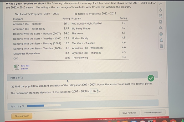 Solved Part 2 Of 2 (b) Find The Population Standard | Chegg.com