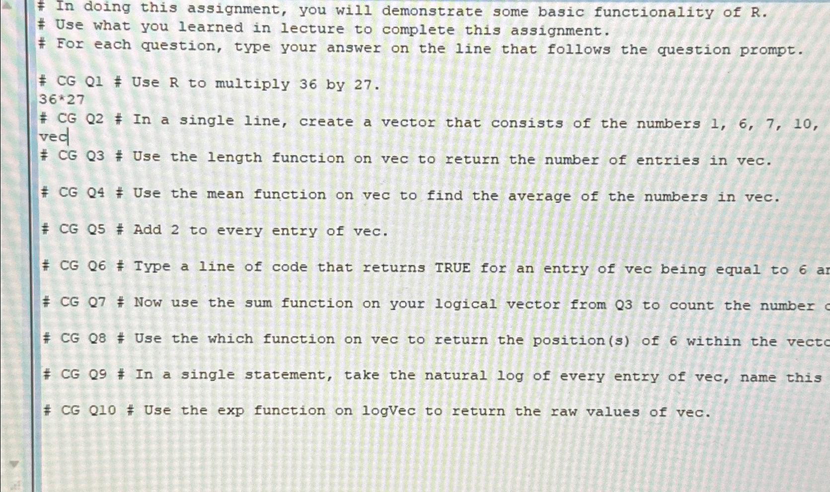 Solved # In doing this assignment, you will demonstrate some | Chegg.com
