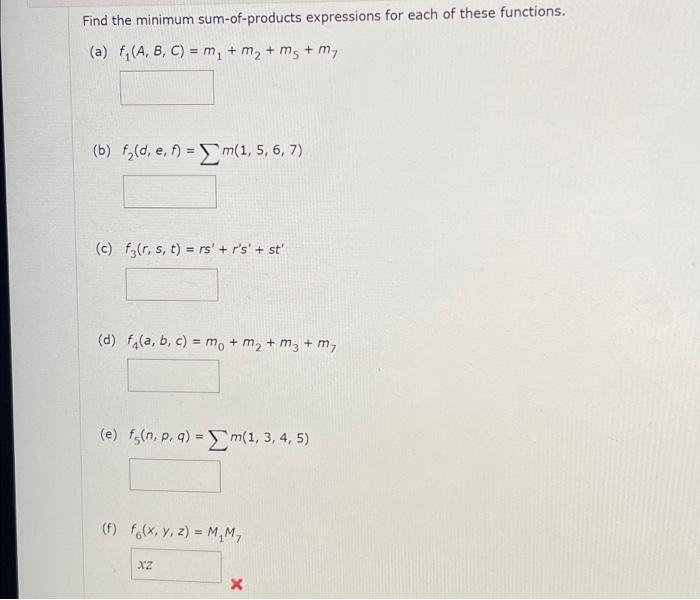 Solved Find The Minimum Sum-of-products Expressions For Each | Chegg.com