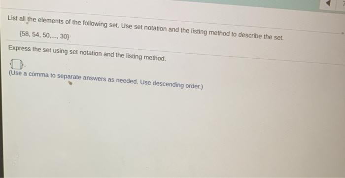 Solved List all the elements of the following set. Use set | Chegg.com