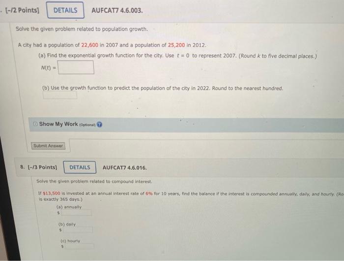 Solved Solve the given problem related to population growth | Chegg.com