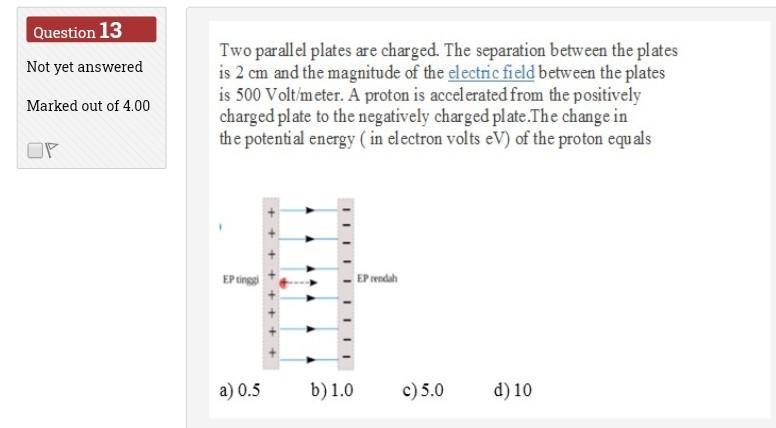 Solved Question 13 Not yet answered Two parallel plates are | Chegg.com