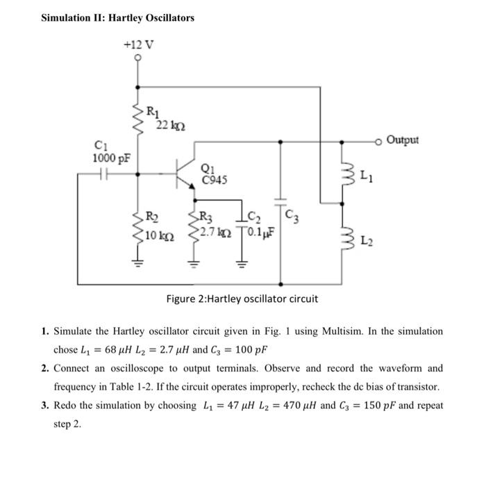 Solved Simulation II Hartley Oscillators Figure 2Hartley