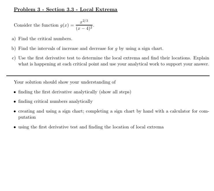 Solved Problem 3 - Section 3.3 - Local Extrema 22/3 Consider | Chegg.com