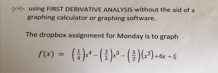 Solved graph using FIRST DERIVATIVE ANALYSIS without the aid | Chegg.com