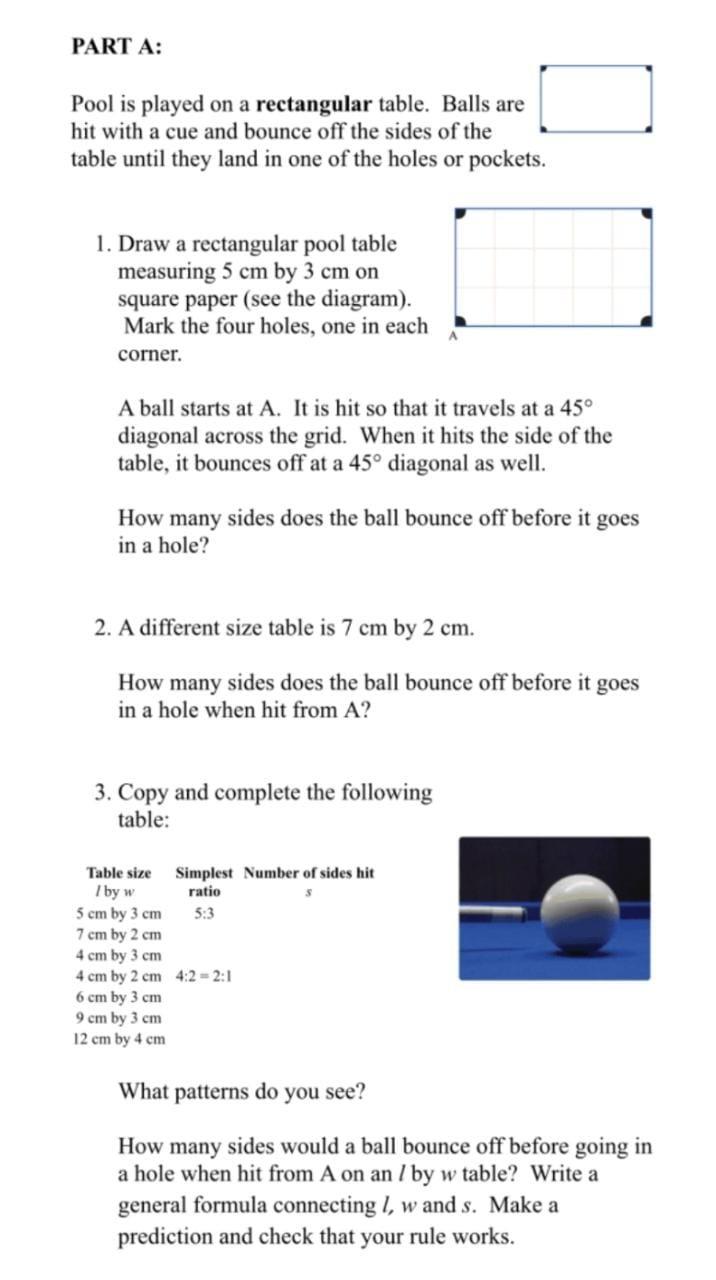 Solved PART A: Pool is played on a rectangular table. Balls | Chegg.com