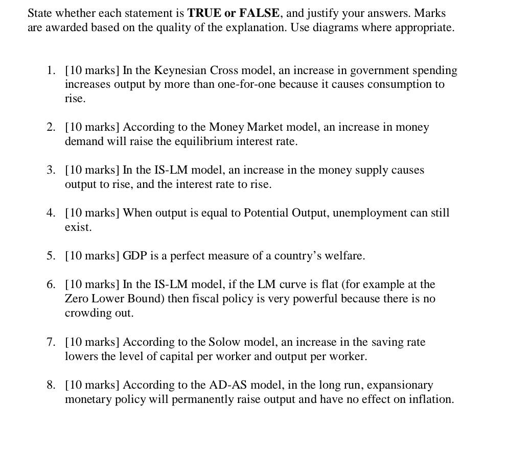 Solved State whether each statement is TRUE or FALSE, and | Chegg.com