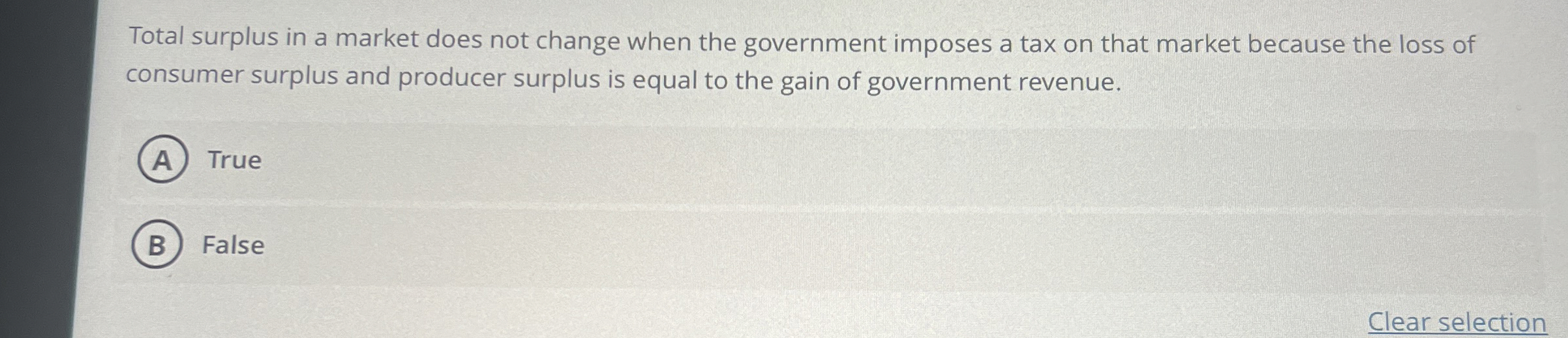 Total surplus in a market does not change when the | Chegg.com