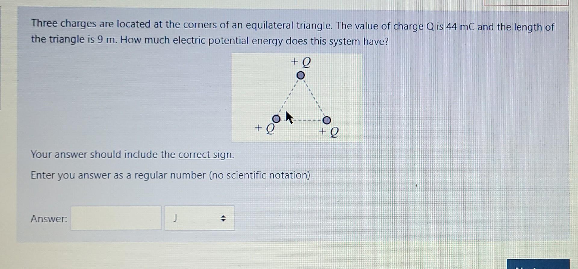 Solved Three charges are located at the corners of an | Chegg.com