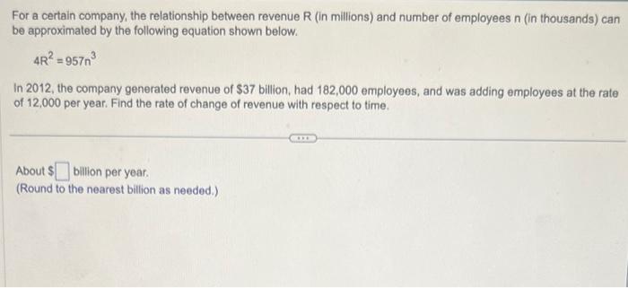 Solved For A Certain Company, The Relationship Between | Chegg.com