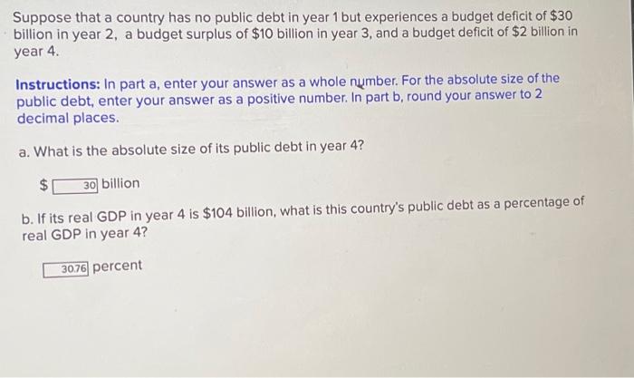 Solved Suppose that a country has no public debt in year 1 | Chegg.com