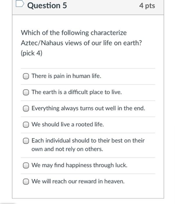 Solved Question 5 4 pts Which of the following characterize | Chegg.com