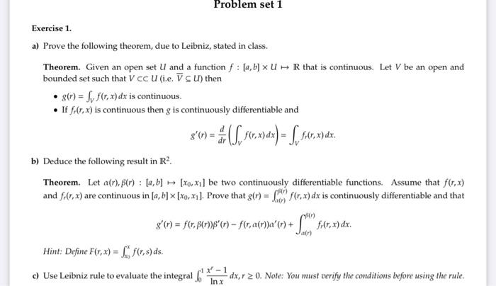 Leibniz Integral Rule, Lecture 1