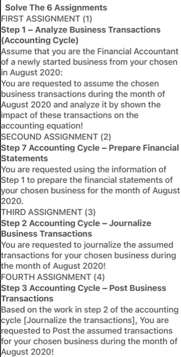 Solved Solve The 6 Assignments FIRST ASSIGNMENT (1) Step 1 - | Chegg.com