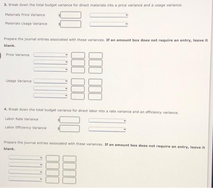Solved Standard Costs Decomposition Of Budget Variances Chegg