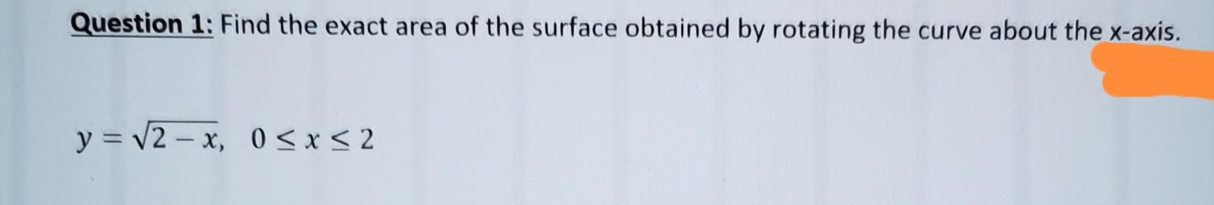 Solved Example 2: Determine the surface area of the solid | Chegg.com