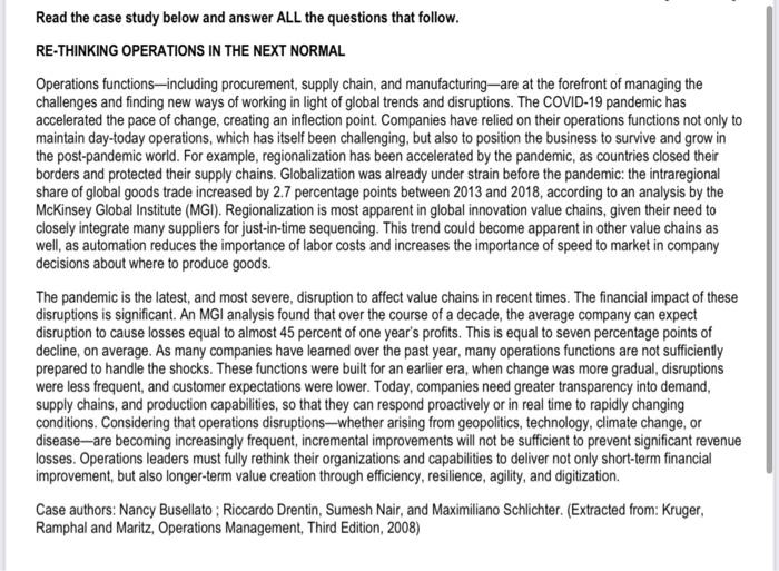Solved Read the case study below and answer ALL the | Chegg.com