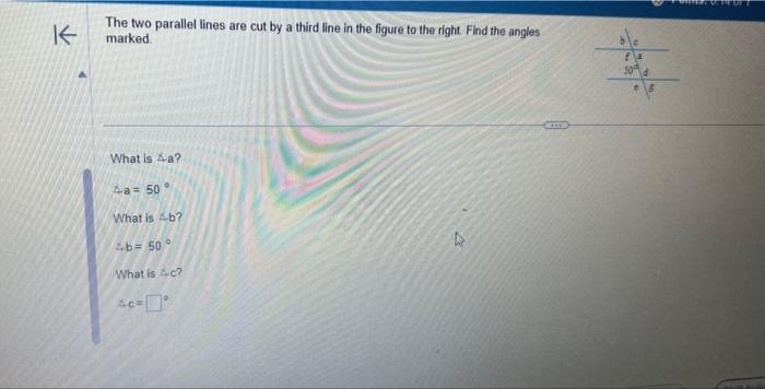 The two parallel lines are cut by a third line in the | Chegg.com