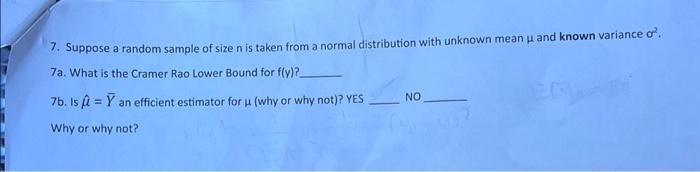 Solved 7. Suppose a random sample of size n is taken from a | Chegg.com