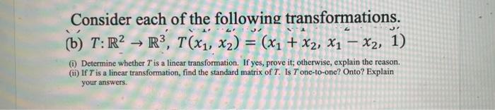 Solved Consider Each Of The Following Transformations. (b) | Chegg.com