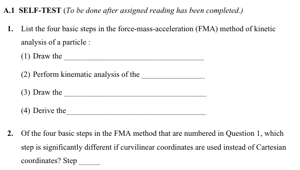 Solved A. 1 ﻿SELF-TEST (To be done after assigned reading | Chegg.com