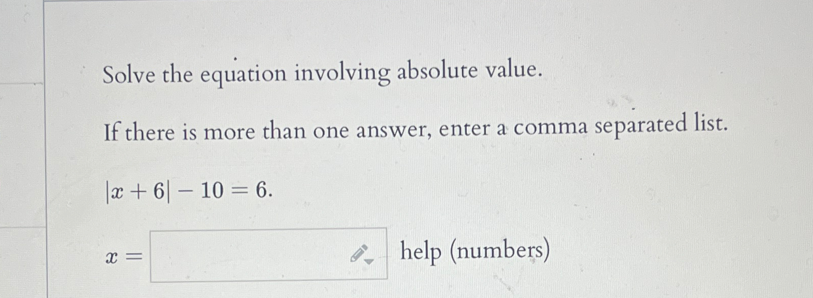 Solved Solve the equation involving absolute value.If there | Chegg.com