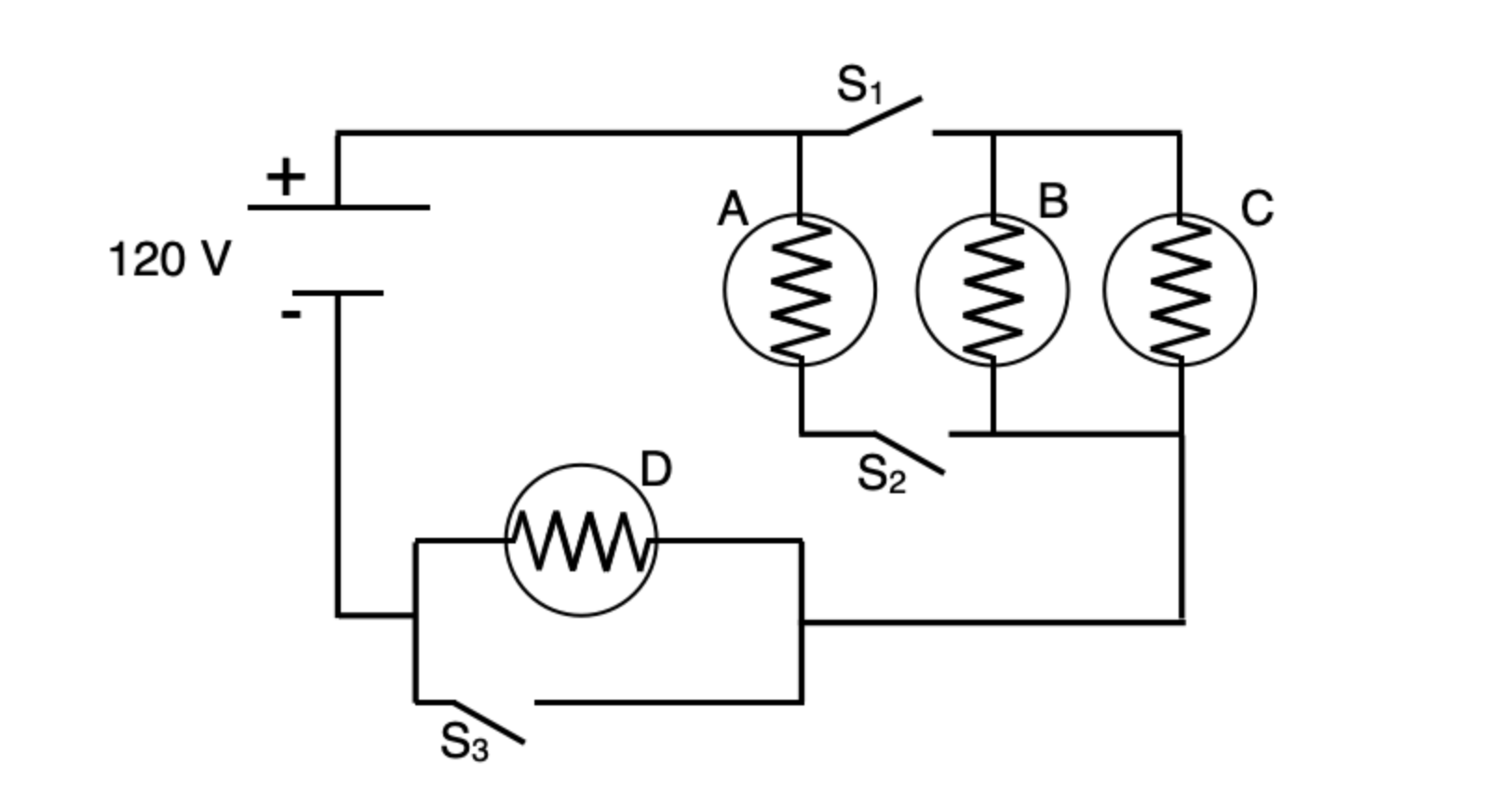 Solved Four Identical Light Bulbs, Marked A, ﻿B, ﻿C, ﻿and D, | Chegg.com