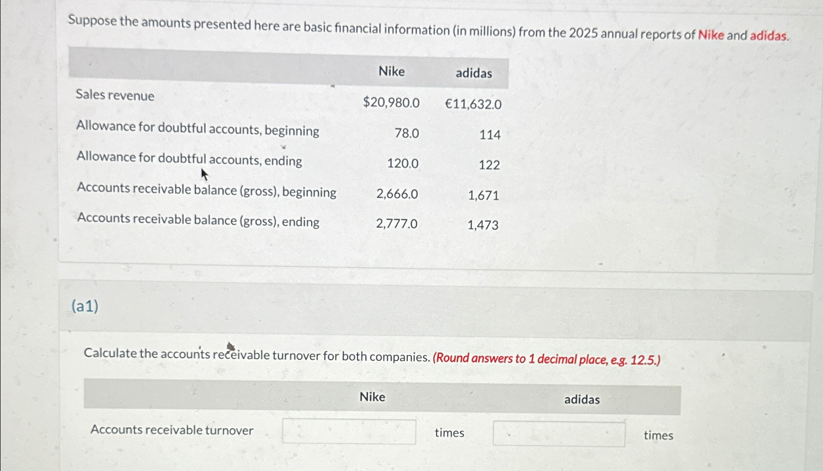calculate the accounts recievable turn over for both | Chegg.com
