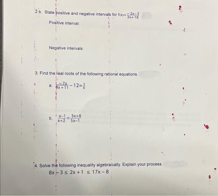 Solved 2 b. State positive and negative intervals for | Chegg.com