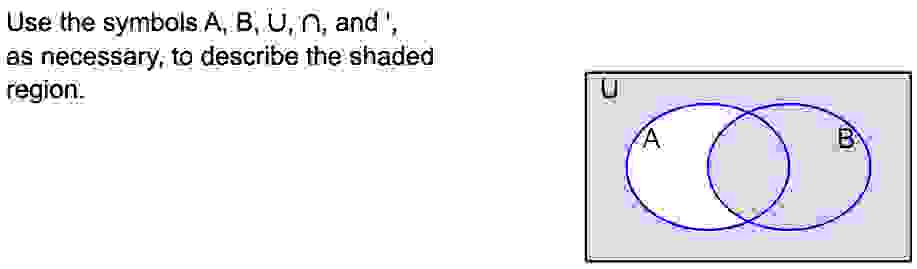 Solved Use the symbols A,B,U,∩, and ',as necessary, to | Chegg.com