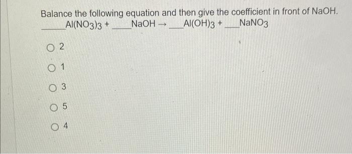 Solved Balance The Following Equation And Then Give The | Chegg.com