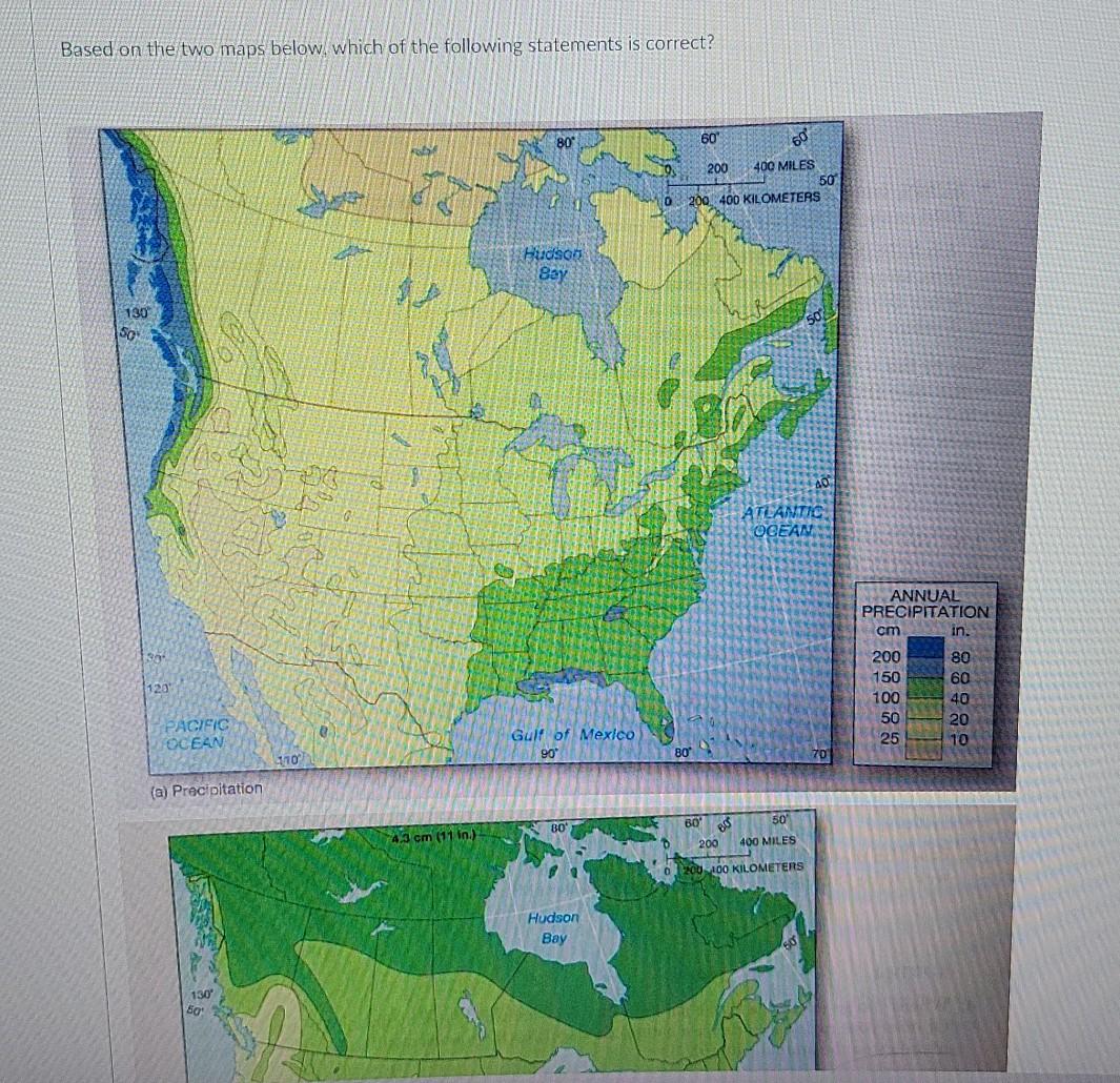 Solved Based on the two maps below. which of the following | Chegg.com