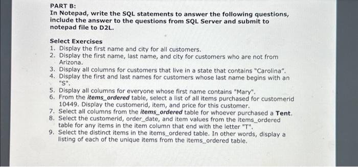 Solved PART A: IN SQL Server, execute the SQL for your | Chegg.com