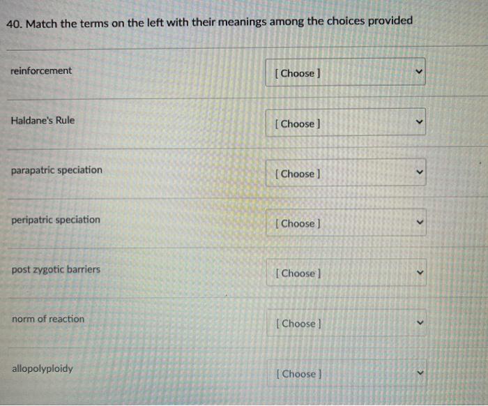 Solved 40. Match the terms on the left with their meanings | Chegg.com