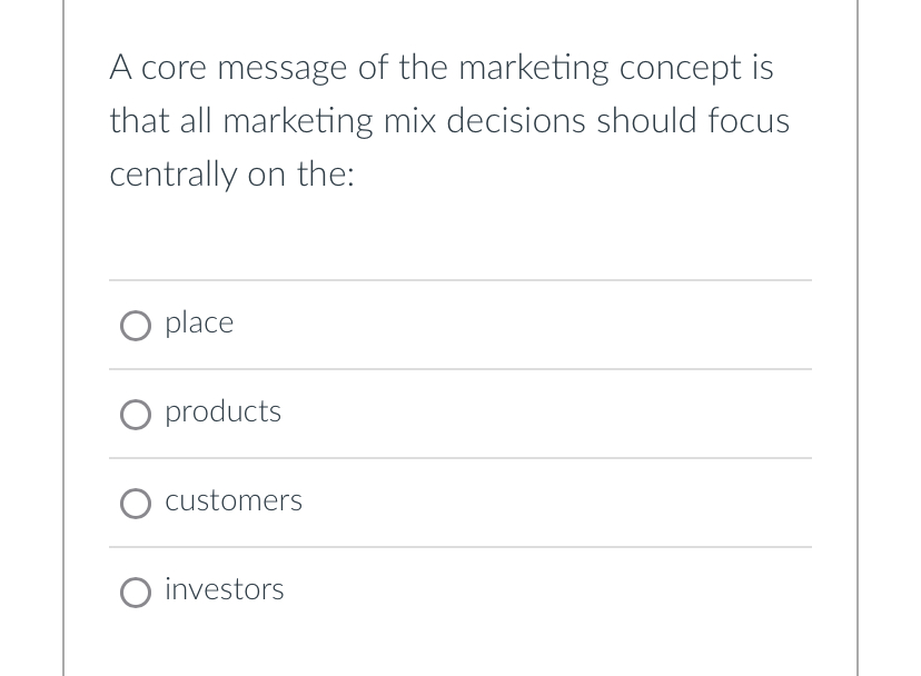 Solved A core message of the marketing concept is that all | Chegg.com