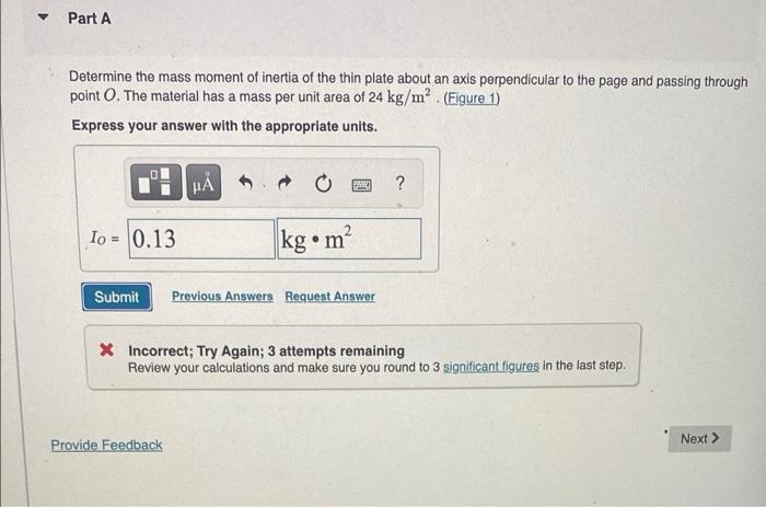 Solved Part A Determine the mass moment of inertia of the | Chegg.com