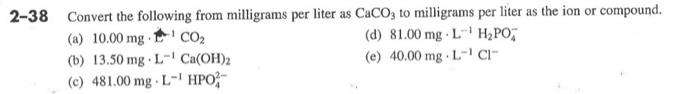 Solved −38 Convert the following from milligrams per liter | Chegg.com