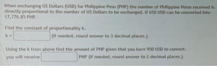 US Dollar To Philippine Peso in PHP 