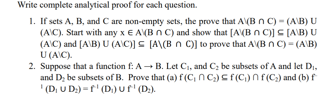 Solved Write complete analytical proof for each question.If | Chegg.com