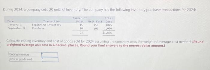 Solved During 2024 A Company Sells 21 Units Of Inventory Chegg Com   Image