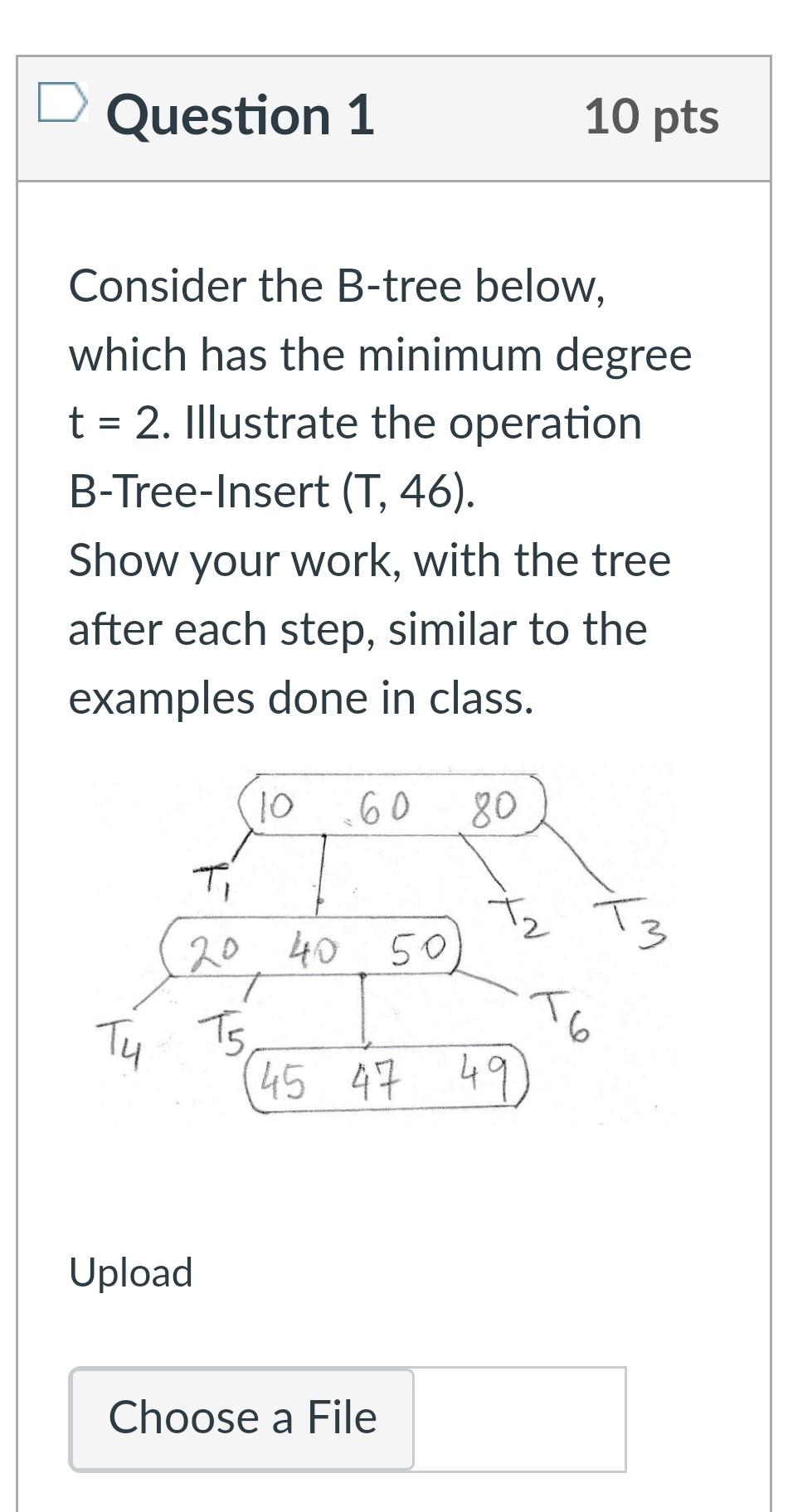 Solved Consider The B-tree Below, Which Has The Minimum | Chegg.com