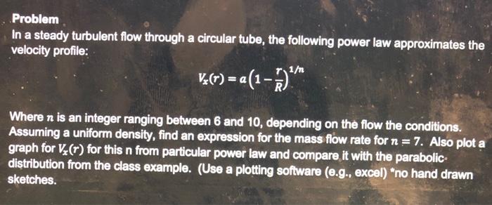 Solved Problem In a steady turbulent flow through a circular | Chegg.com