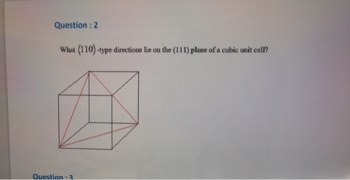 Solved Question : 1 Draw direction vectors in unit cells for | Chegg.com