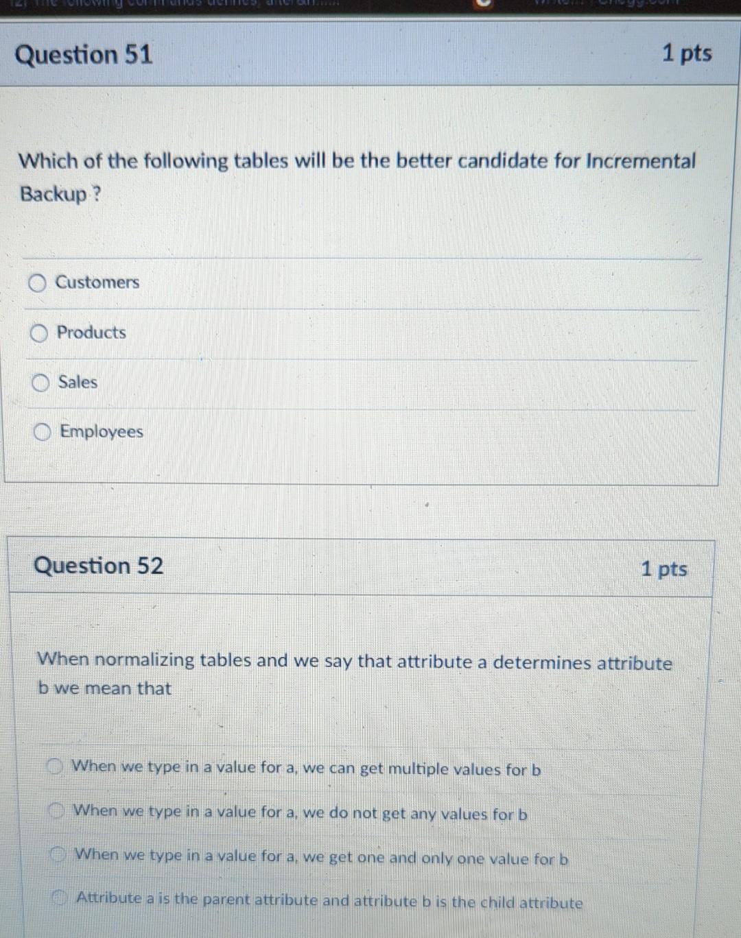 Solved Which of the following tables will be the better | Chegg.com