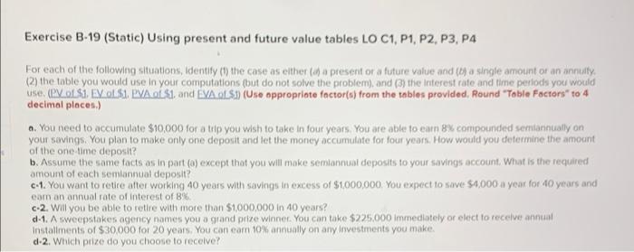 Solved Exercise B-19 (Static) Using Present And Future Value | Chegg.com