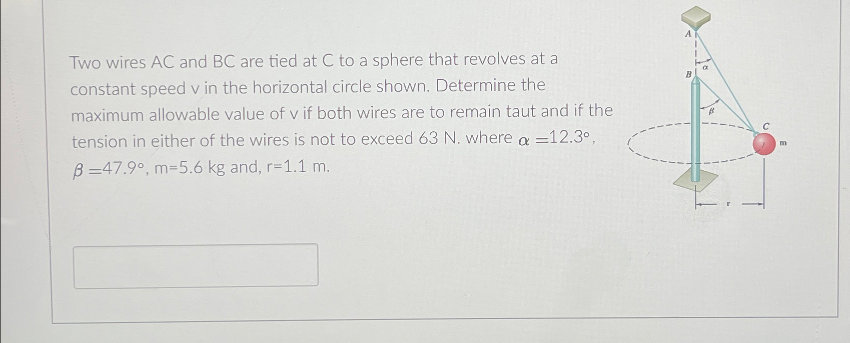 Solved Two wires AC ﻿and BC ﻿are tied at C ﻿to a sphere that | Chegg.com