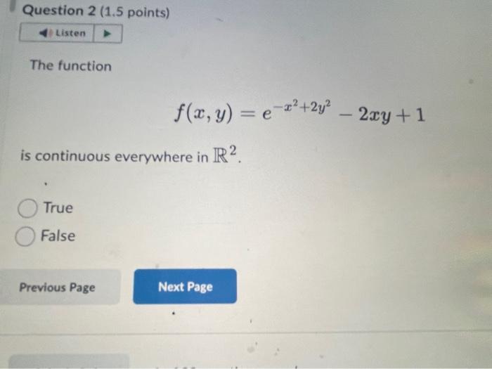 Solved The Function Fxye−x22y2−2xy1 Is Continuous 2609