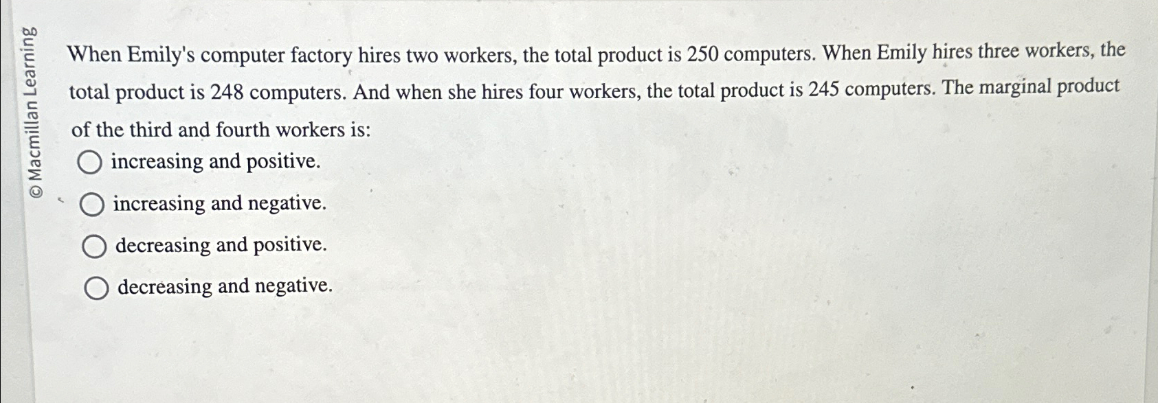 Solved When Emily's computer factory hires two workers, the | Chegg.com