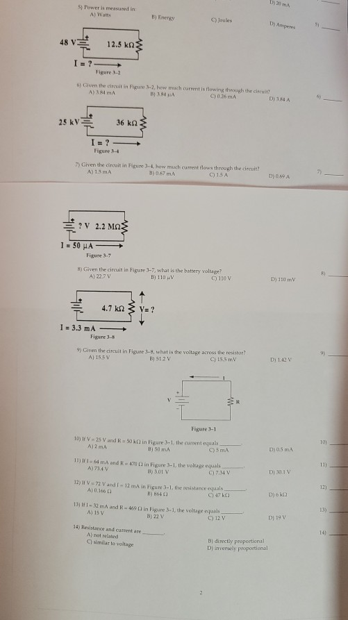 Solved 5) Power is measured in A) Watt ) Energy C) Joules D