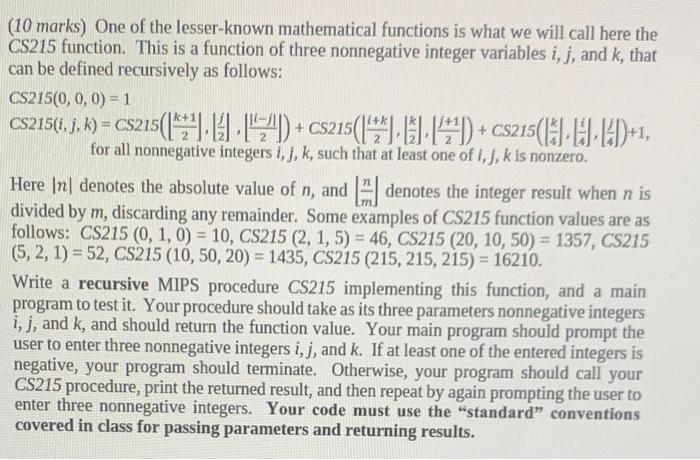 Solved (10 marks) One of the lesser-known mathematical | Chegg.com